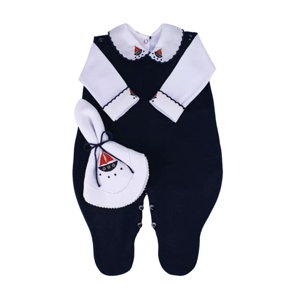 CONJUNTO MACACÃO MARINHO C/ BRANCO