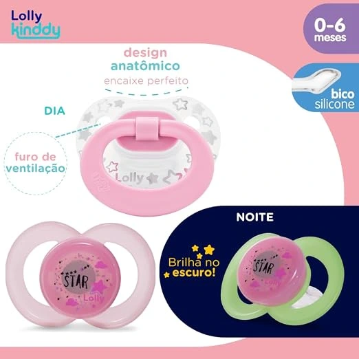 CHUPETA STAR DIA E NOITE SILICONE