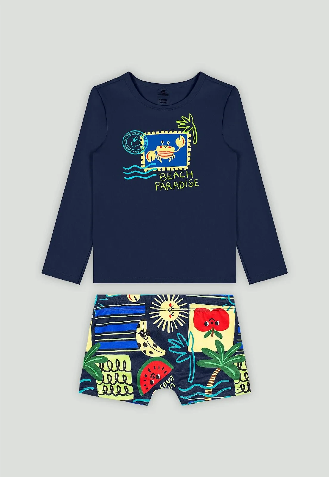 CONJUNTO INFANTIL COM CAMISETA E SUNGA BOXER