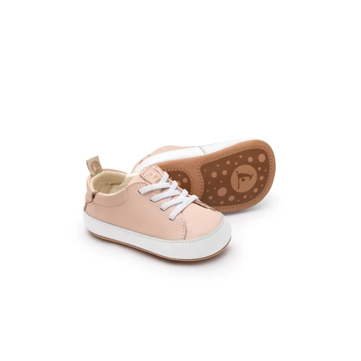 CALÇADO BEBÊ EM COURO/ TEXTIL, SOLA COURO
