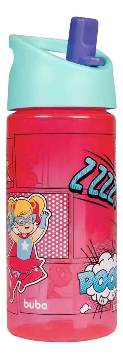 GARRAFA SUPER-HEROINAS ROSA 380ML