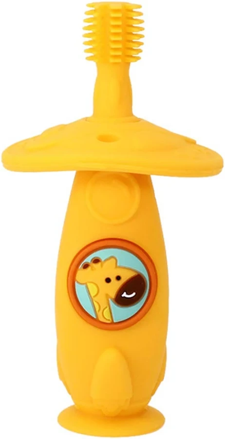 ESCOVA MASSAGEADORA GIRAFA AMARELO