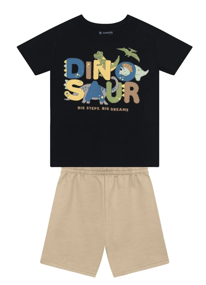 CONJUNTO CAMISETA MEIA MALHA /BERMUDA BRANDILI